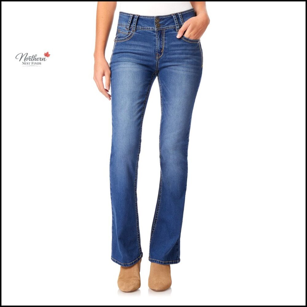 Curvy Fit Bootcut Jeans with Stretch Denim